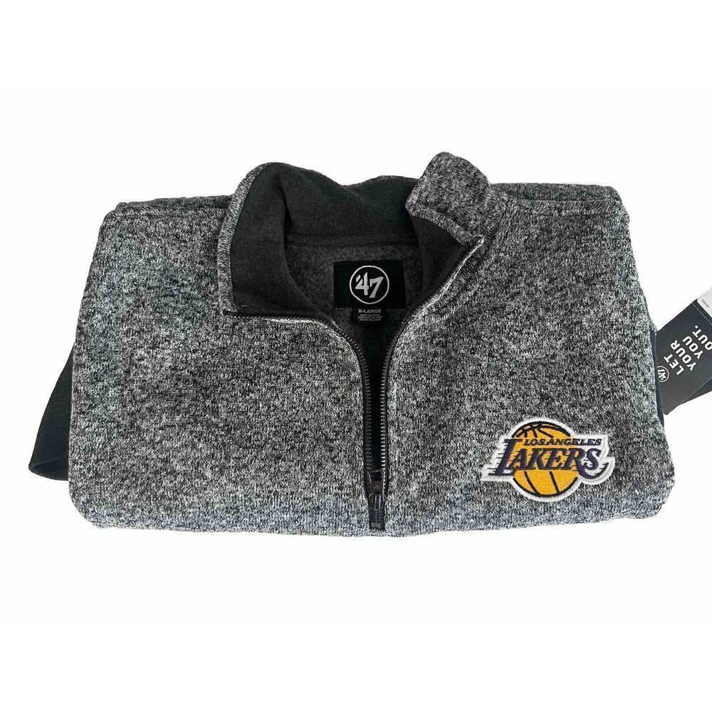 47 Brand Men’s Los Angeles Lakers Gray Fleece 1/4 Zip Pullover XL Extra Large